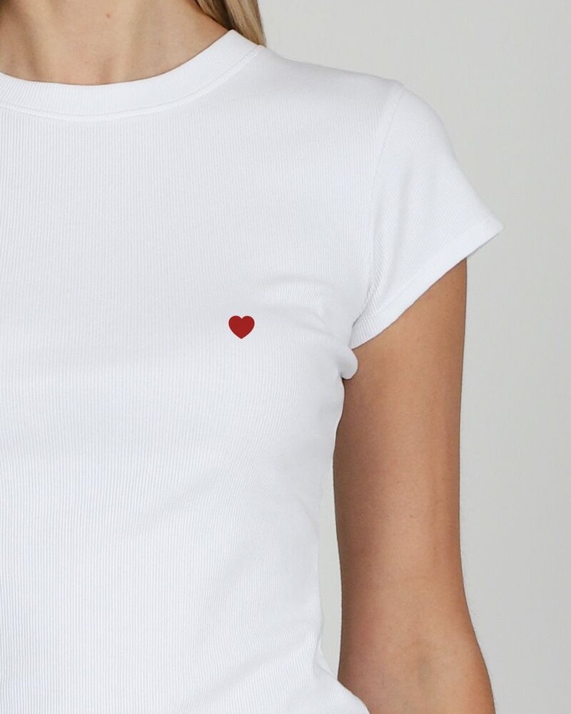 Heart Ribbed Fitted T-Shirt