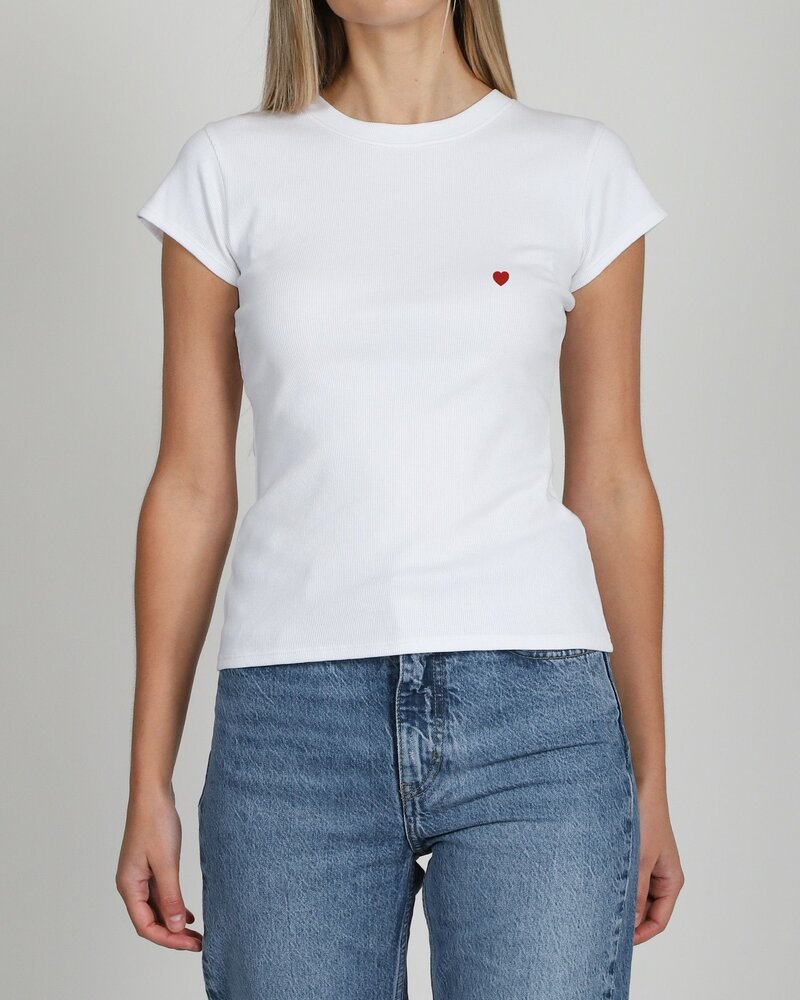 Heart Ribbed Fitted T-Shirt