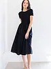 Alyce Short Sleeve Midi Poplin Dress | Black