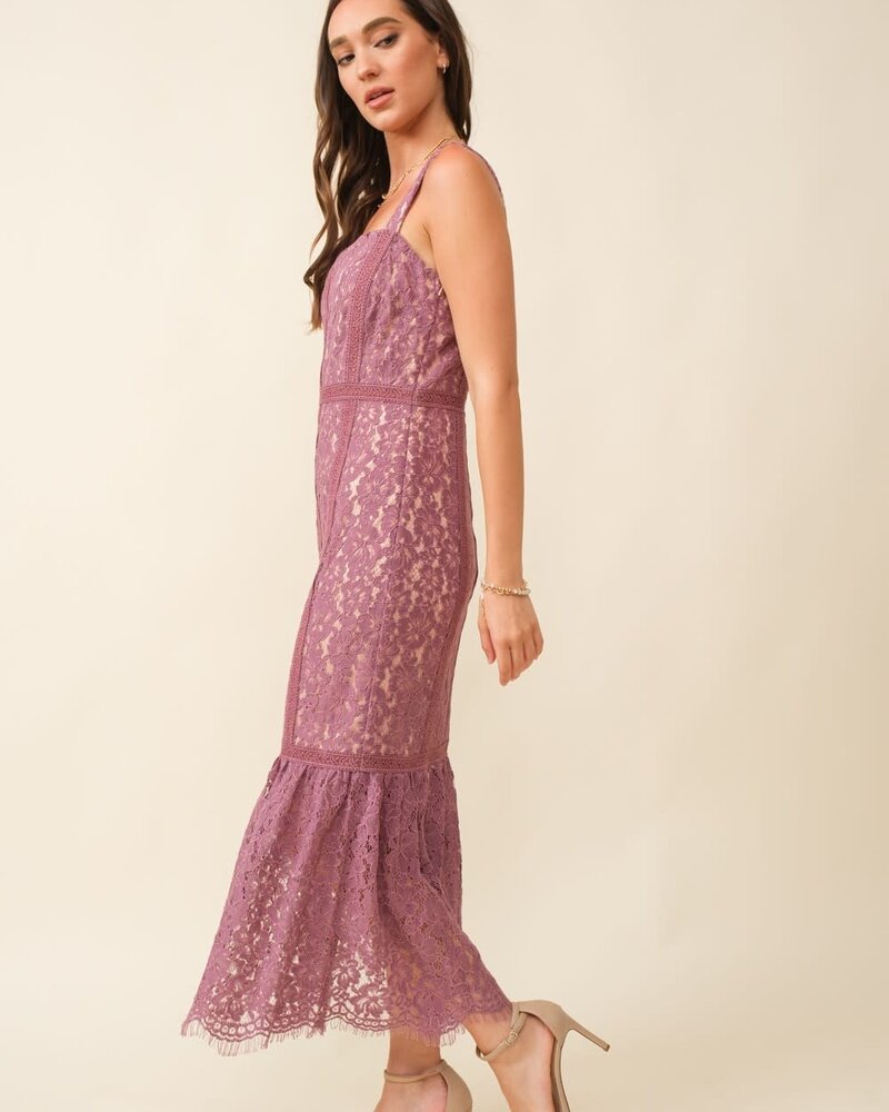 Laura Mulberry Lace Dress