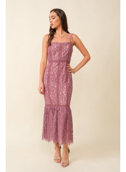 Laura Mulberry Lace Dress