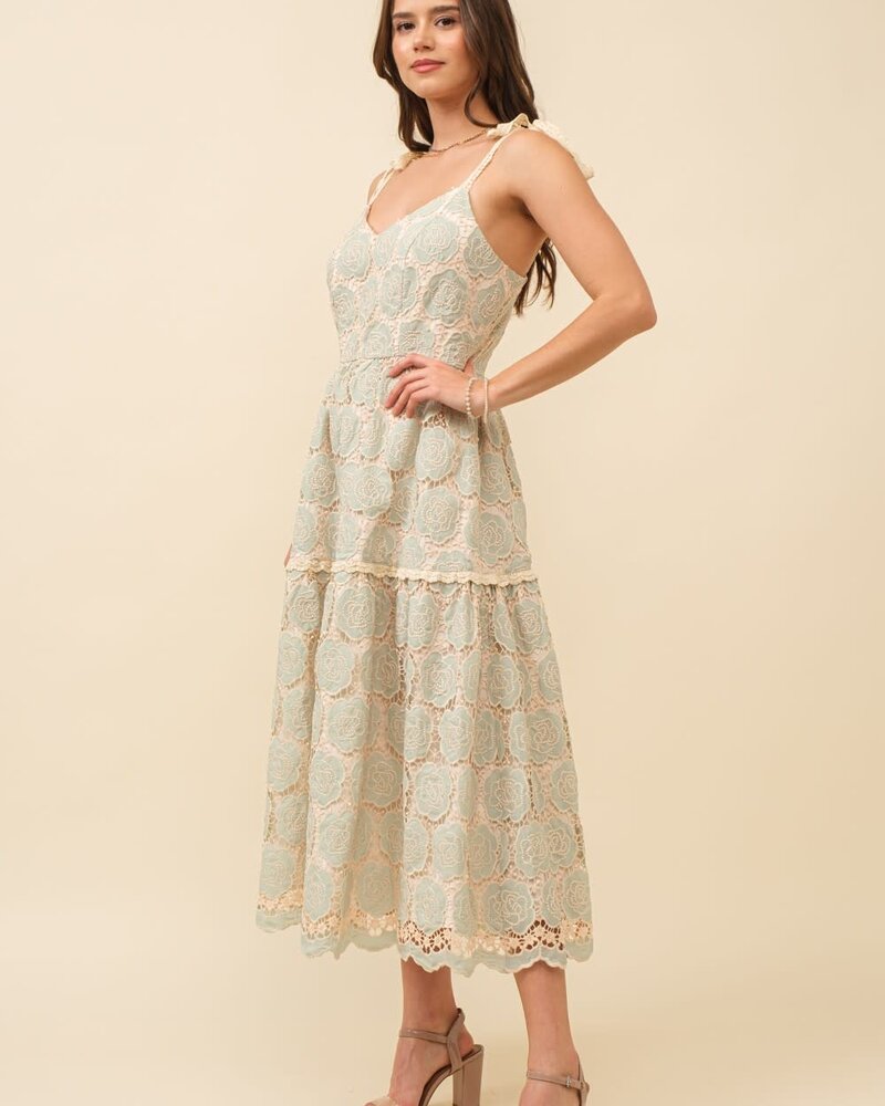 Sweet Rosette Lace Dress | Mint