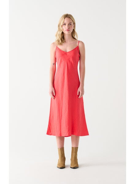 Cherry Linen Slip Dress