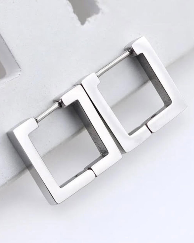 Geo Square Earring | Silver