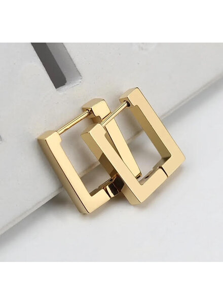 Geo Rectangle Earring | Gold