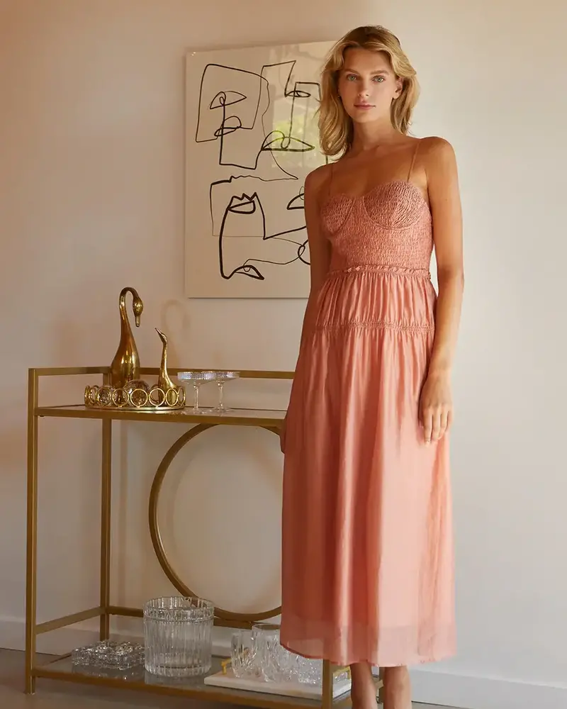 Lucy Tencel Blend Midi Dress | Coral