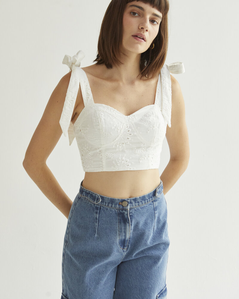 Bella Embroidered Sweetheart Bustier Top
