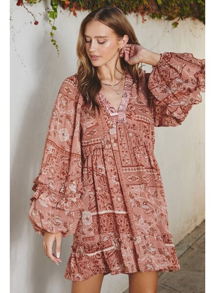 Border Babydoll Swing Mini Dress