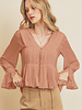 Double Take Pleated Peplum Blouse