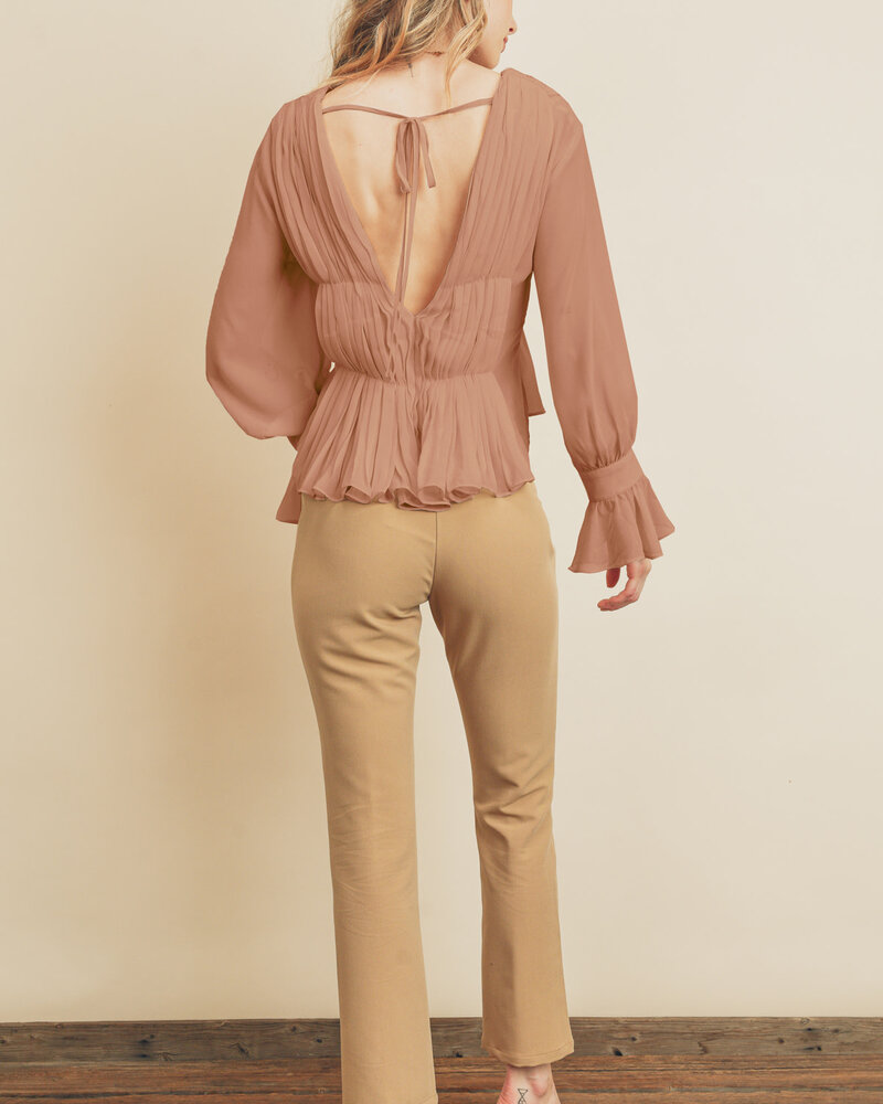 Double Take Pleated Peplum Blouse