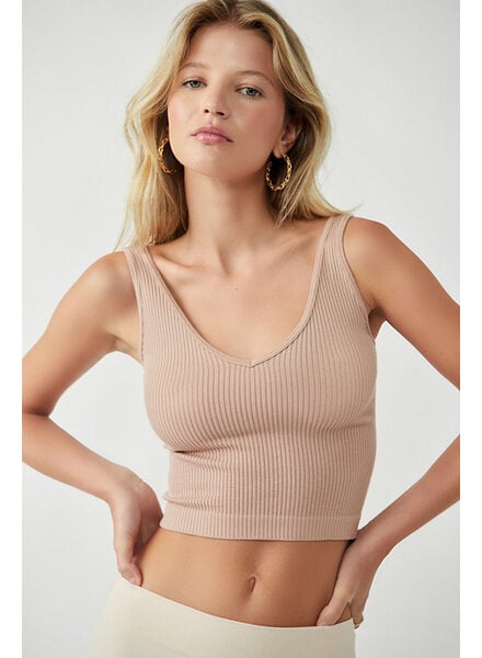 Free People Solid Ribbed Brami | Almond