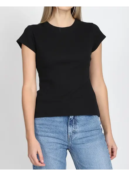 Ribbed Fitted Tee | Black