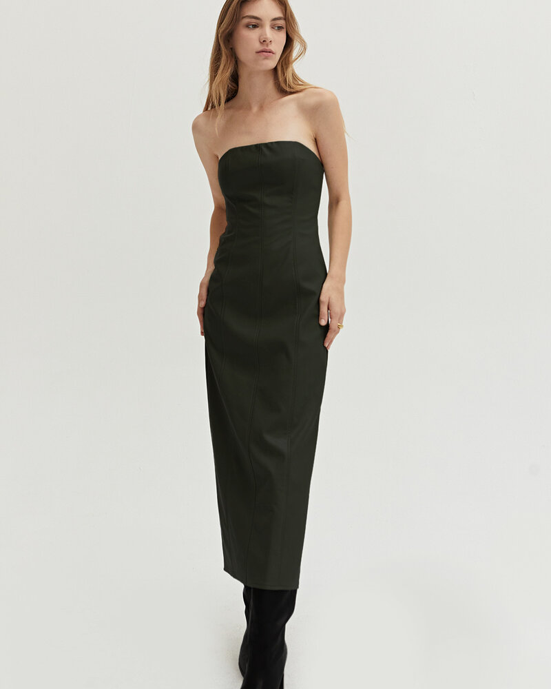 Faux Leather Lux Dress | Black