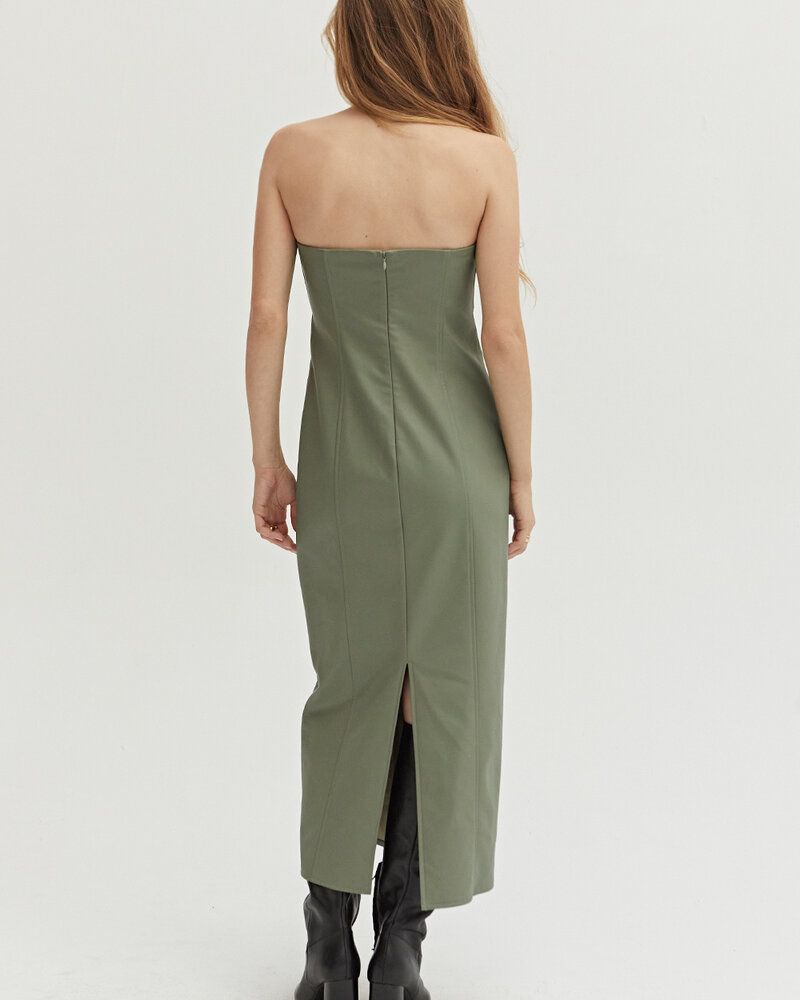 Faux Leather Lux Dress | Sage