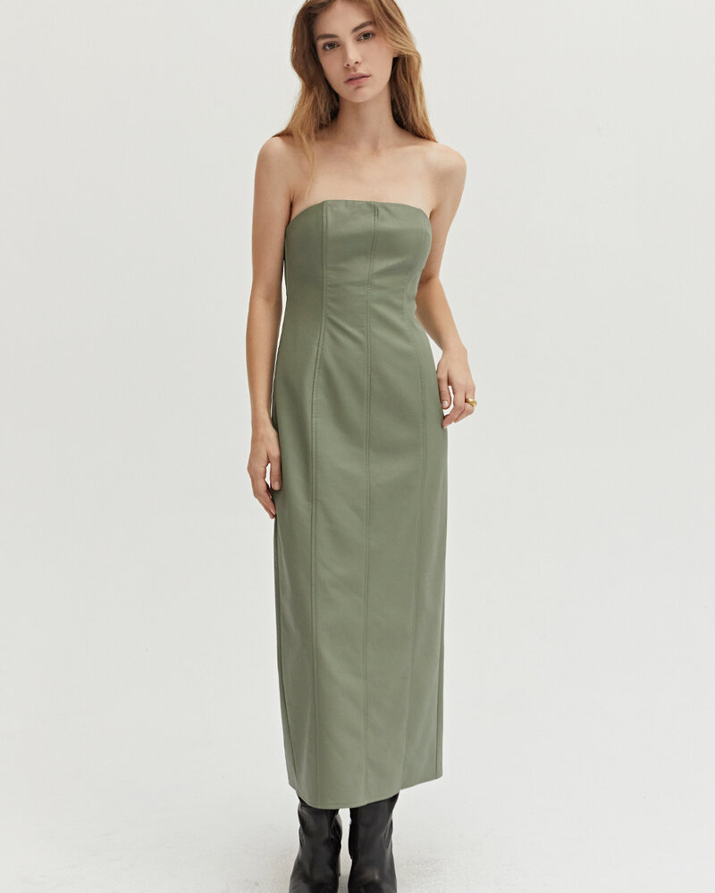 Faux Leather Lux Dress | Sage