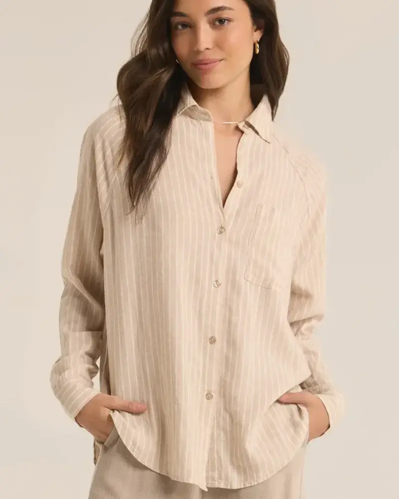 Z Supply Perfect Linen Stripe Top | Putty