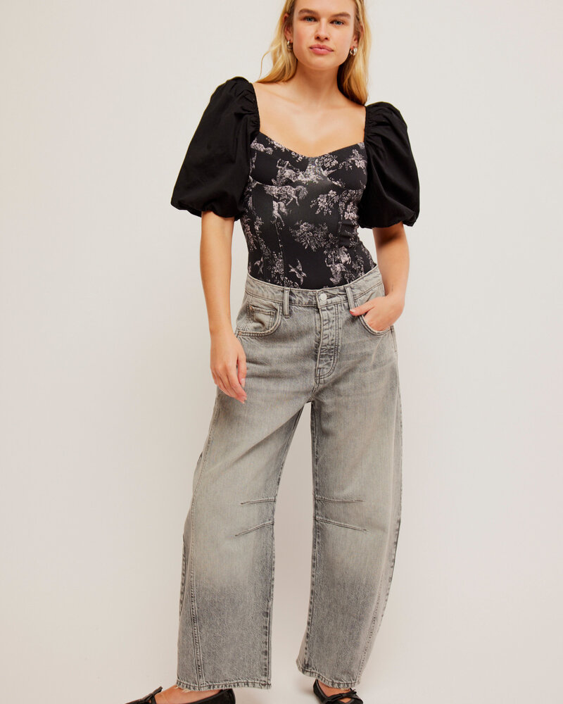 Free People Prairie Rose Bodysuit| Black