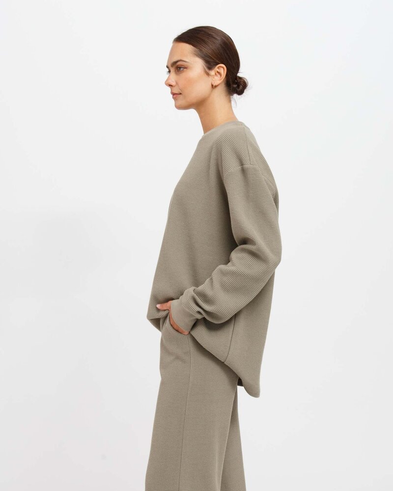 Waffle Boxy Shirt | Olive