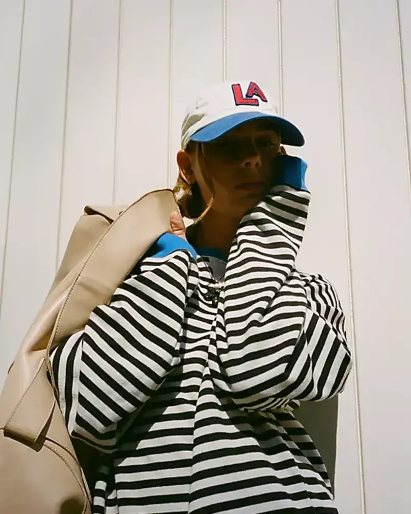 Free People Classic Striped Oversized Crewneck | Black