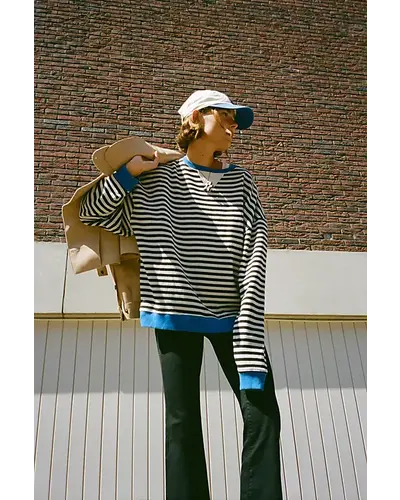 Striped crewneck sale