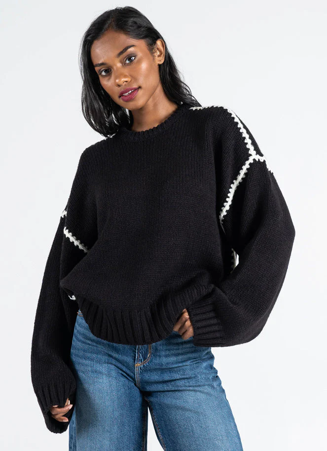 Lizzy Embroidered Sweater Black