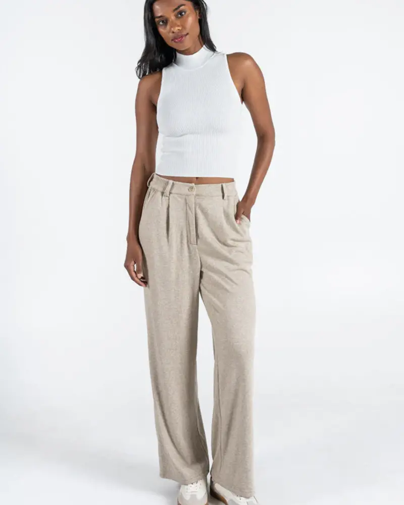 Sweat Pleat Front Pants | Taupe