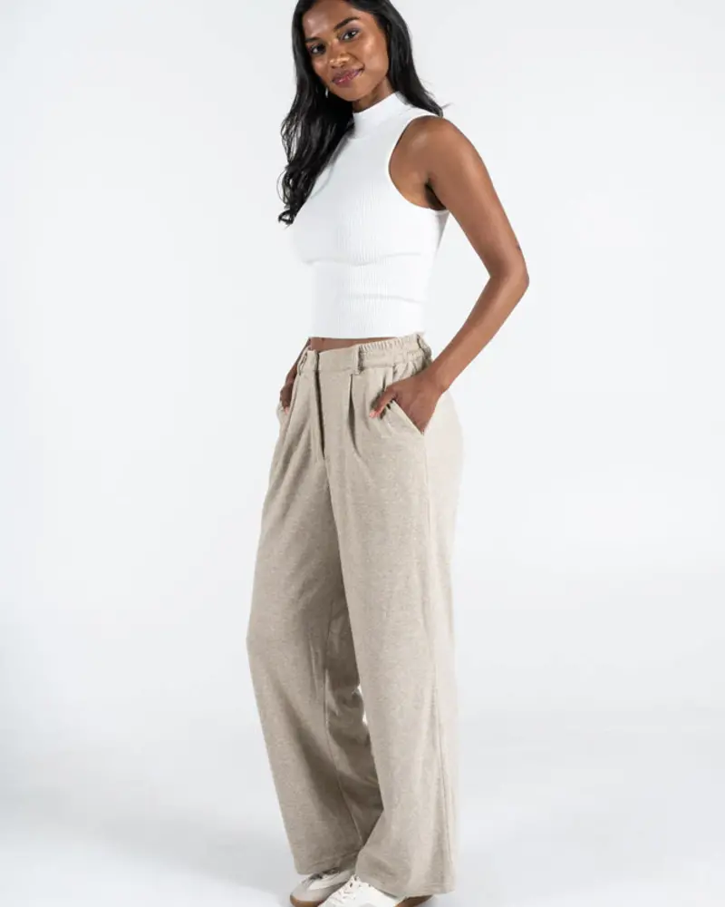 Sweat Pleat Front Pants | Taupe