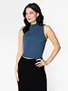 Bamboo Rib Mock Neck Tank | Navy