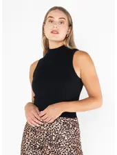 Bamboo Rib Mock Neck Tank | Black