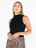 Bamboo Rib Mock Neck Tank | Black