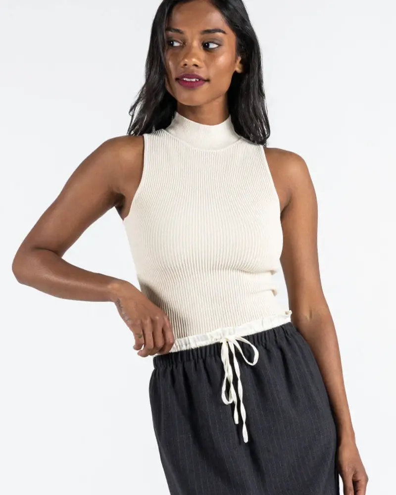 Ottoman Rib Mock Neck | Bone