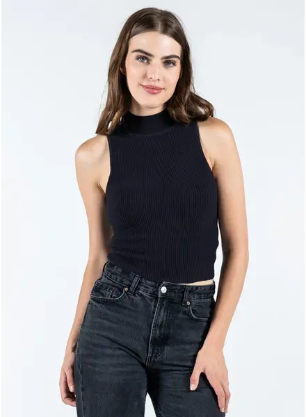 Ottoman Rib Mock Neck | Black