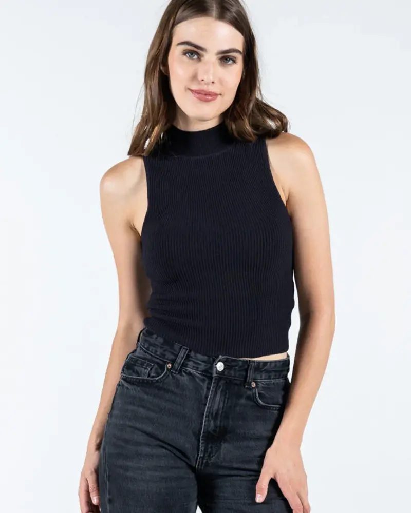 Ottoman Rib Mock Neck | Black