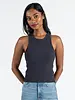 Ottoman Rib High Neck Tank | Carbon