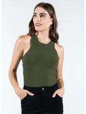 Ottoman Rib High Neck Tank | Pine