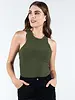 Ottoman Rib High Neck Tank | Pine