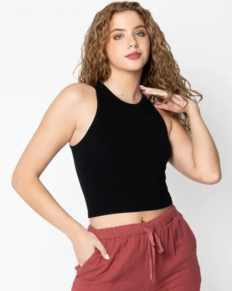 Bamboo Ribbed Tank | Black