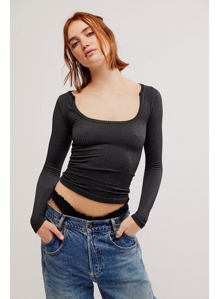 Free People Clean Slate Seamless Layering Top | Black