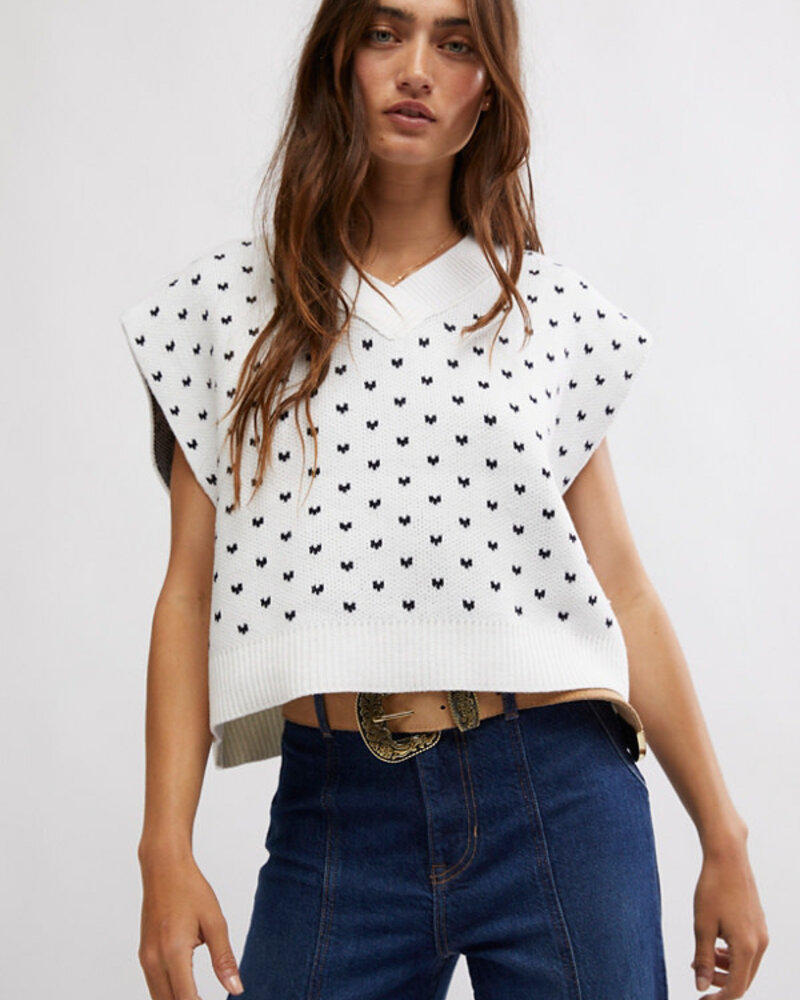Free People Easy Street Vest | Ivory Black Combo