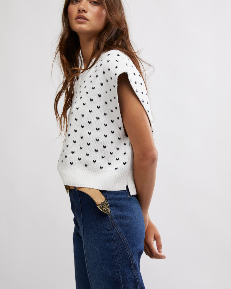 Free People Easy Street Vest | Ivory Black Combo