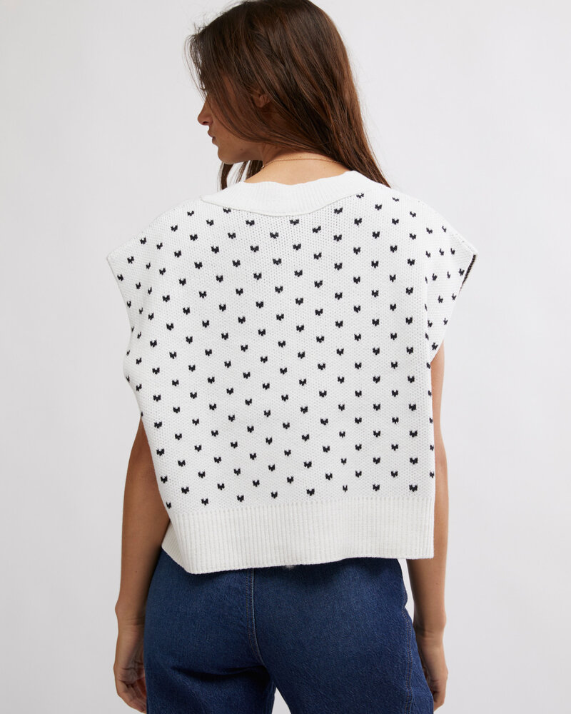 Free People Easy Street Vest | Ivory Black Combo