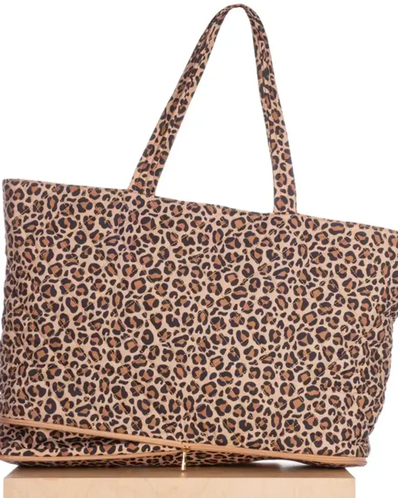Quilted Expandable Tote | Leopard