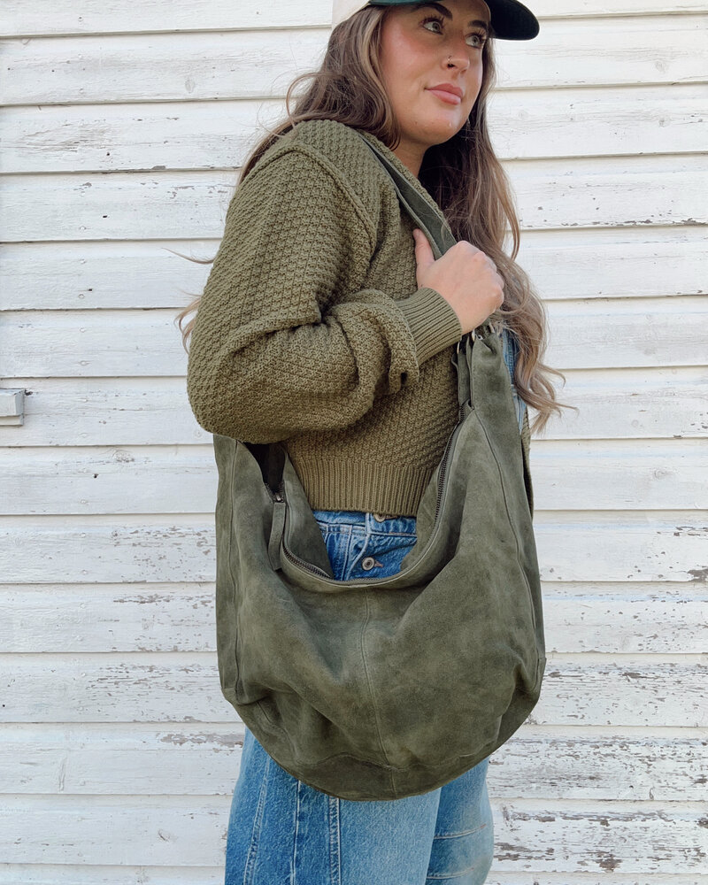 Free People Roma Suede Tote Bag | Olive