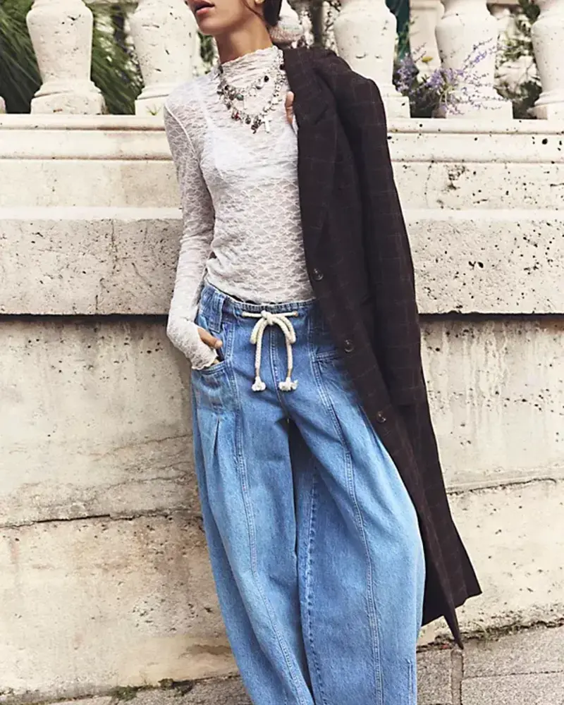 Free People Margo Barrel Pull-On Jeans