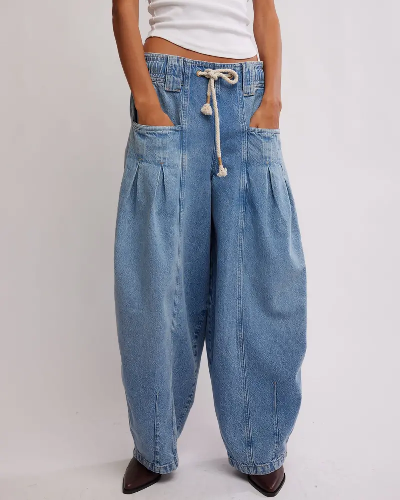 Free People Margo Barrel Pull-On Jeans
