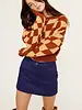 Wavy Checkered Print Knit Sweater