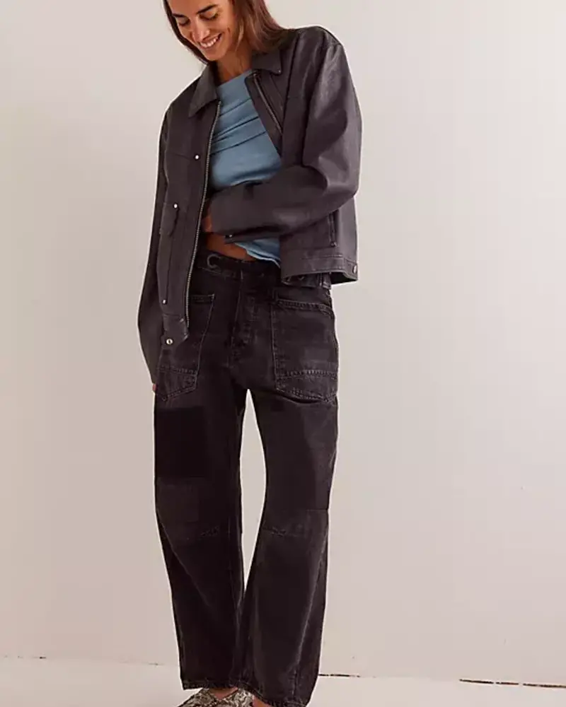 Free People Moxie Pull-On Barrel Jeans | Nighthawk