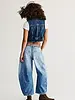 Free People Good Luck Mid-Rise Barrel Jeans | Barnyard Blue