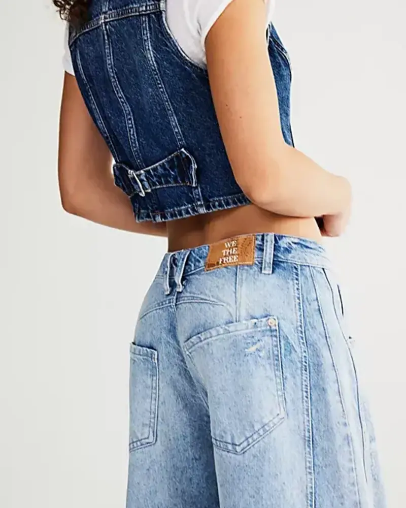 Free People Good Luck Mid-Rise Barrel Jeans | Barnyard Blue