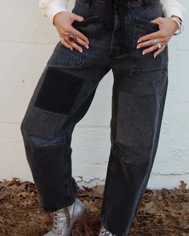 Free People Moxie Pull-On Barrel Jeans | Nighthawk